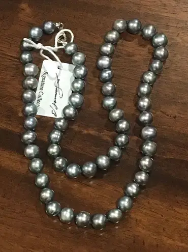 SAMUEL B Silver Peacock Freshwater Pearl Single Strand Necklace Sterling Clasp Purple