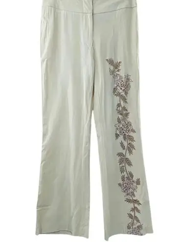 Yigal Azrouël Embellished Sequin Cut Out Flat Front Straight Leg Trousers Size 4