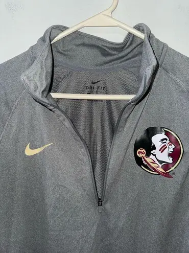 Nike LG  Dri-Fit Grey Florida State University FSU Quarter Zip Long Sleeve Jacket