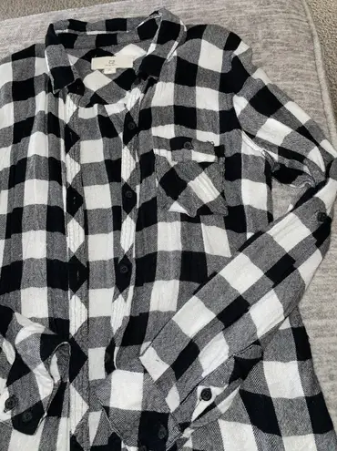 Thread and Supply Black And White Plaid Button Down