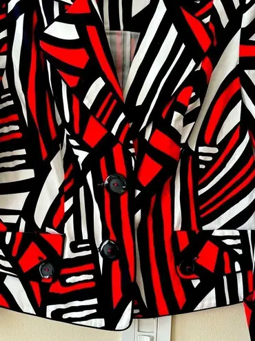 Abbie Mags Aztec Print Two Button Notch Lapel Vintage Boxy Blazer Size SP Red