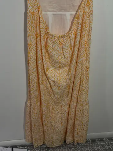 The Loft NWT Eyelet Open Back Maxi Dress Yellow/ White Size 12