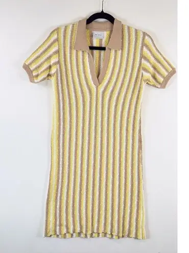 Rue Stiic Womens Dress Yellow Mini Sweater V Neck Striped Short Sleeve Size XS