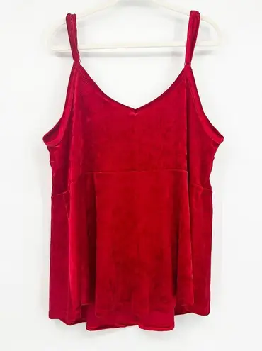 Torrid  Womens Y2K Scoop Neck Crushed Velvet Peplum Tank Top Size 3X Bright Red