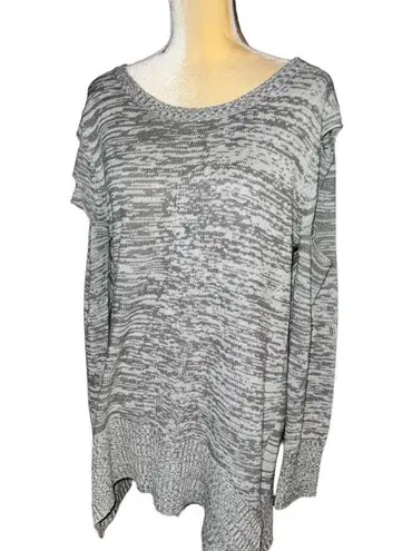 Ashley Stewart  peekaboo sleeved flared hem gray sweater!