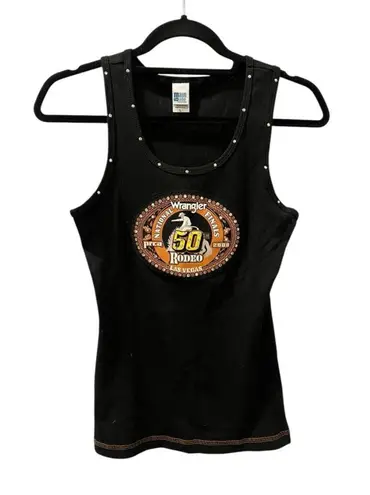 Vintage 2008 Wrangler National Finals PRCA Las Vegas Tank Top Size Large Bling Black