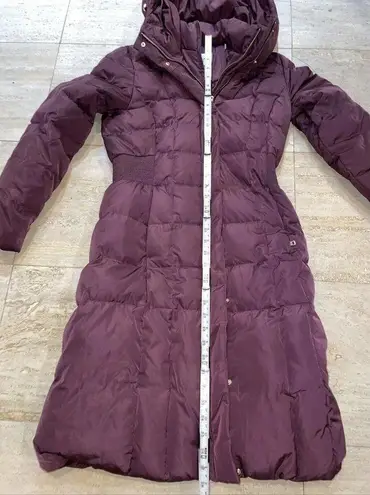 Cole Haan  Signature Hooded Down‎ & Feather Long Puffer Jacket Coat Purple Size S