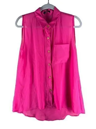 Hype Womens Tops Size M Pink Chiffon Sleeveless Button Front Size M