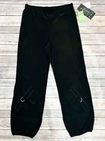 Artex Fashion Black Pull On Buckle Cargo Cropped Jogger Pants Stretch NWT Small