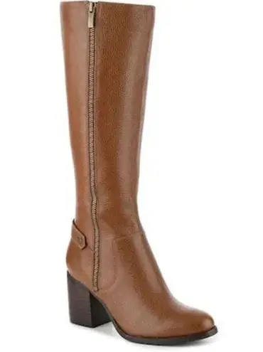 Franco Sarto  Ashira Tall Boots Leather Block Heels Cognac Brown 8.5 Bin 21