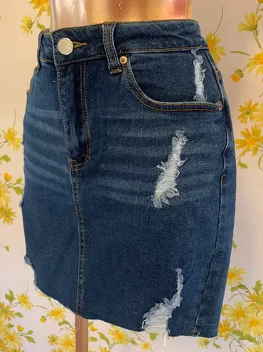 Denim Blvd distressed Denim mini skirt Size L