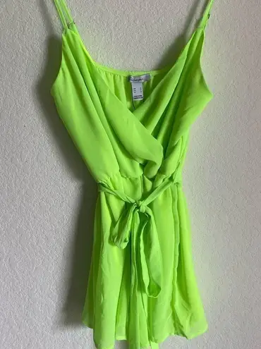 Revamped  Wrap Front Neon Green Romper Size S