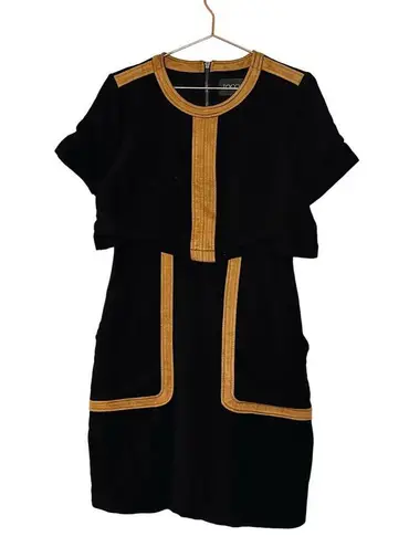 TOCCIN Black & Tan Faux Suede Stretch Hourglass Sheath Mini Dress Size 10