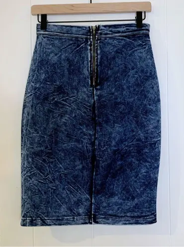 Foreign Exchange Acid Wash Denim-Look Pencil Skirt 3