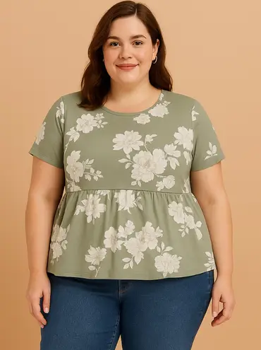 MISA Los Angeles Misia Sage Floral Short Sleeve Tee