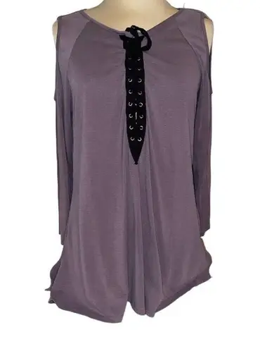 Andree by Unit blouse cold shoulder lace up front 3/4 sleeves size large