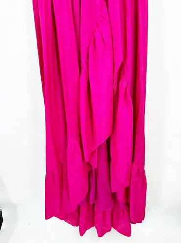 Mac Duggal 67835 Magenta Pink Taffeta Hi-Low Ruffle Cocktail Prom Gown Size 4