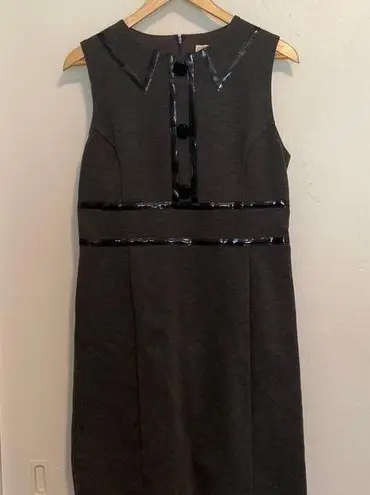 MICHAEL Michael Kors Charcoal Shift Dress with Patent Accents Gray Size 8