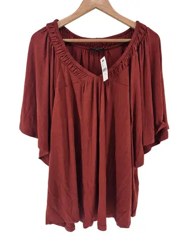 Lane Bryant  Rust Orange Gauze V-Neck Dolman Sleeve Tunic Top Plus Size 14/16 thumbnail 1