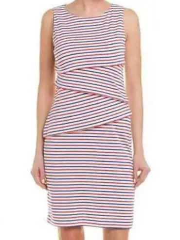 J. McLaughlin red striped ruffle asymmetrical dress small