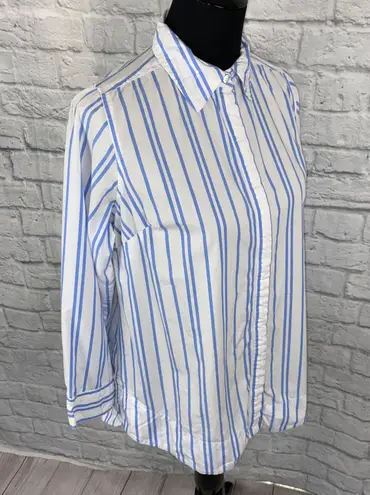Denim 24/7 button down stripe top w/flare back blue & white sz 12W