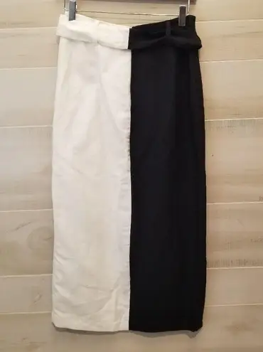 {S} R. G. Kane Hanna Split Midi Belted Pencil Skirt Black