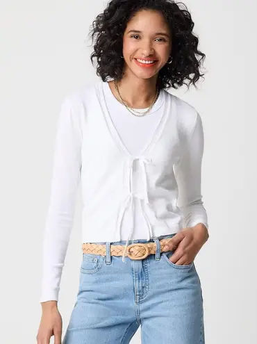 J.Crew Tie Front Cardigan Sweater in White, Size Large