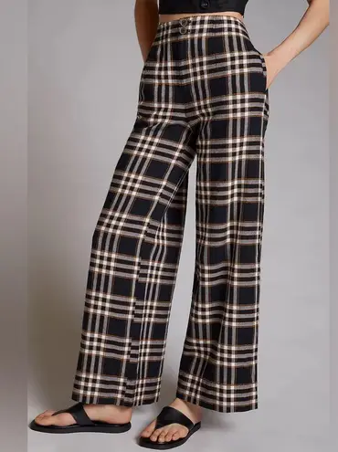 Maeve Plaid Wide-Leg High Waisted Pants Anthropologie