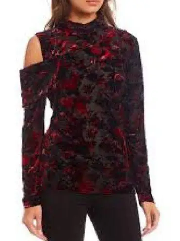 Donna Karan Velvet Long Sleeve Blouse/Shoulder Cut-out, Size Small