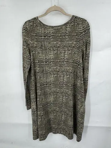 Pact Size S Revive Organic Cotton Stretch Long Sleeve Swing Shirt Dress Olive Green