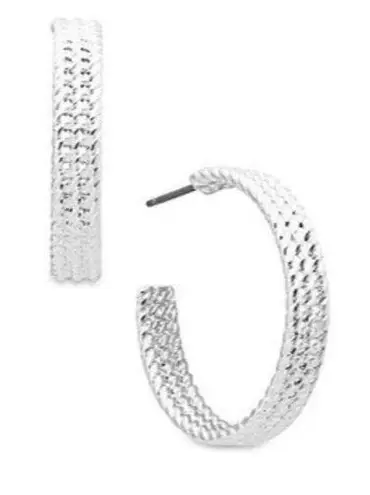 Ralph Lauren Lauren  Large Rope Hoop Earrings in Silver MSRP $35 NWT