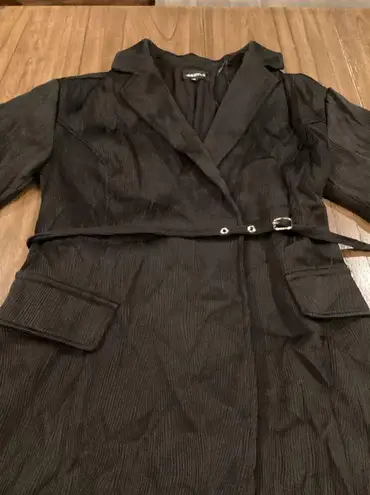 4SI3NNA Lorenzo Short Sleeve Belted Blazer Dress Notch Collar Black Medium