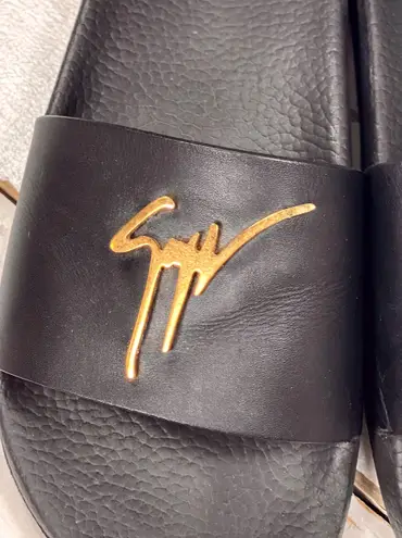 Giuseppe Zanotti Logo Leather Slide Sandals