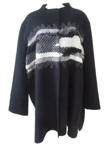 MARLA WYNNE WOOL BLEND EMBROIDERY TOPPER LONG SLEEVE COAT SIZE M Size M