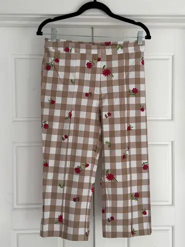Maeve Gingham Floral Embroidered Capri Pants NWT - size 4