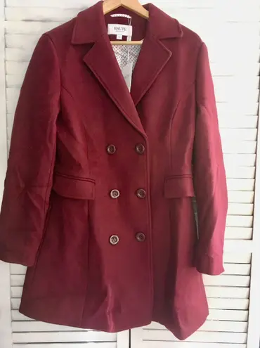 Double Breasted Wool Coat, Large Red