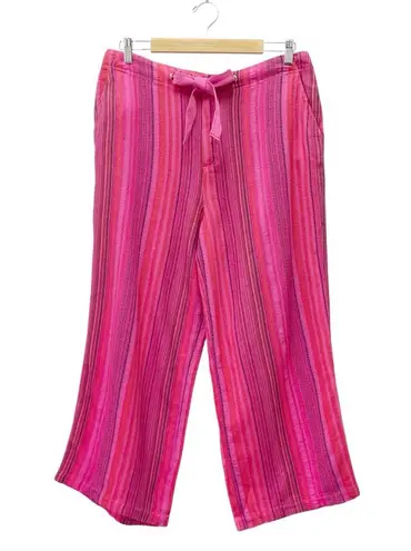 Sundance NWT Hana Stripe Pink Wide Leg Pants Size PM Medium Petite Boho Beachy