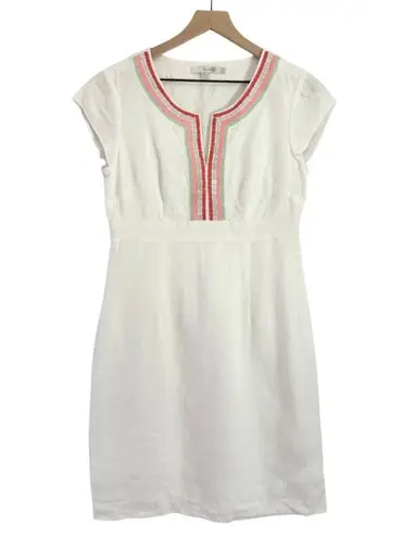 Boden USA Boden 100% Linen Sequin Cap Sleeve Sorrento Dress White Pink Green Red Size 6