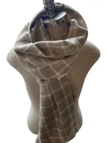 Collection 18 Taupe Plaid Fringe Scarf Acrylic New with Tags MSRP $38 Tan