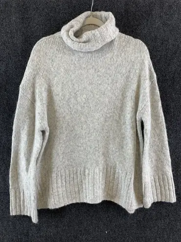 H&M  Women’s Sweater Loose Fit Turtleneck 5% Alpaca Gray Long Sleeve Sz S NWT - Image 1