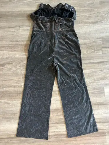 H:ours Simone Jumpsuit in Silver Revolve Sz XL New Years Party Club Going Out