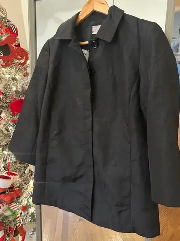 Chico's Women's Jaquard Trench Coat, Size 0, Black