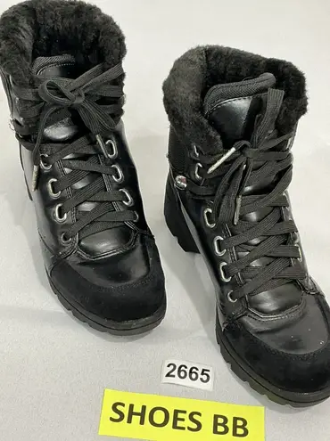 Rocawear Womans Scottie Size 6.5 Black Lace Up Faux Leather Combat Boots