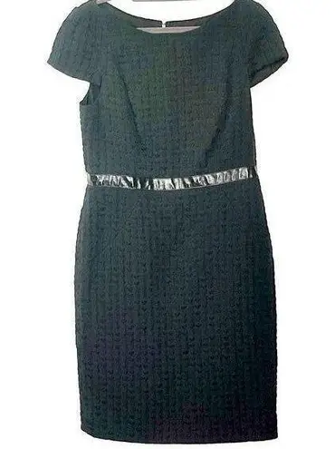 Carmen Marc Valvo ATELIER LITTLE BLACK DRESS WITH PATENT LEATHER WAIST SIZE 12