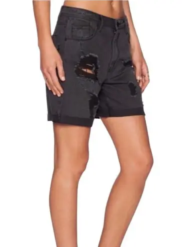 RES Destroyed Distressed No Doubt Black Denim Loose Fit Jean Shorts Size 26