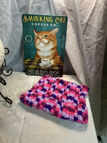 Handmade Pink Purple Cat Beanie