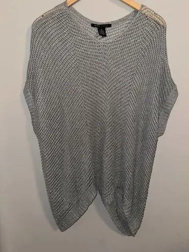 BCBGMAXAZRIA Bcbg Gray Glitter Knit Sweater Poncho - Size Medium