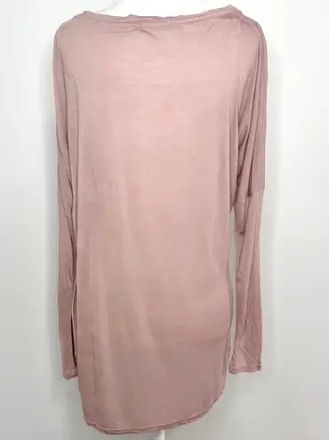 LA Made New  Long Sleeve Pocket Top Soft Modal Knit Dropped Shoulder Pink