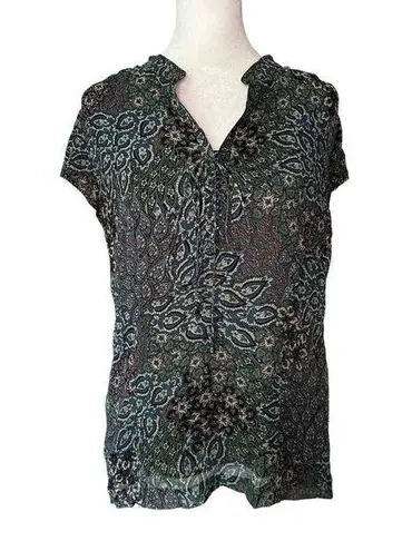 Classiques Entier blue & purple paisley short-sleeve silk top size S