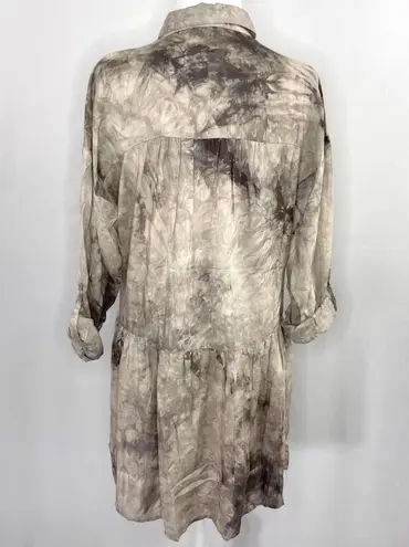 Lovestitch New Tie Dye Drop Waist Mini Dress Button Down Tunic Top Cement